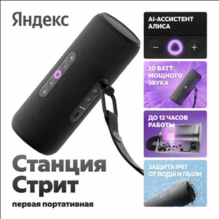 Умная колонка Yandex Станция Стрит с Алисой , черный