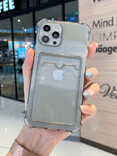 Чехол с карманом для карт, iPhone 6, 7, 8, SE, XS, 11, 12, 13, 14, 15 Pro, Max прозрачный