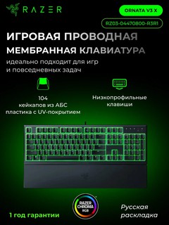 Игровая клавиатура Razer Membrane Ornata V3 X, USB Type-C, подсветка, мембранный тип, RZ03-04470800-R3R1