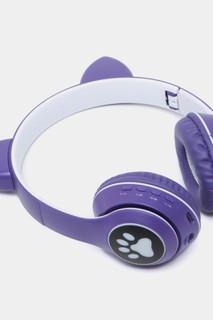Беспроводные детские наушники MZ-023, с Bluetooth и светящимися кошачьими ушками Фиолетовый
