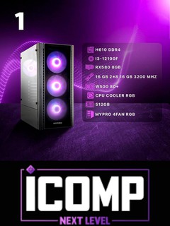 Готовый игровой компьютер icomp #1, Core i3-12100F, DDR4 16Гб, VGA:RX580, SSD: 500 Гб