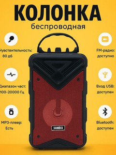 Портативная Bluetooth колонка Soonbox S7 с микрофоном — мощный звук для караоке и вечеринок