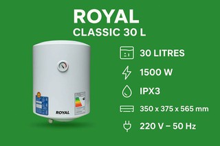 Водонагреватель Royal TT, 30 л, быстрый нагрев, контроль температуры