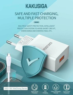 Зарядное устройство Kakusiga, USB-порт, быстрая зарядка, 20Вт, кабель Micro-USB