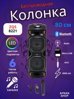 Karaoke kolonka Bluetooth mikrofon bilan ZQS 8210S, 8221, 8301, 8122, 8125 va JQS 908S