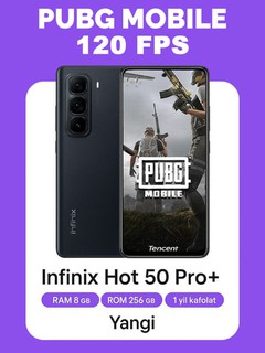 Infinix HOT 50 Pro+ 8/256GB smartfoni Egilgan 3D AMOLED ekran 120 Gs 50 MP 5000 mA/soat 33 Vt