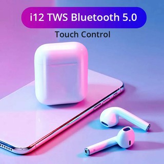 Наушники беспроводные TWS i12, сенсорное управление, Bluetooth, встроенный микрофон