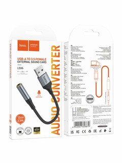 Аудио адаптер USB-A to 3.5mm, звуковая карта, 3d sound Hoco LS36