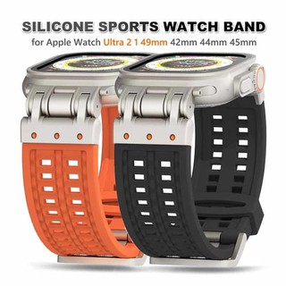 Soft Silicone Band for Apple Watch Ultra 2 49mm Sport Rubber Strap for IWatch Series 9 45mm 8 7 6 5 4 Se Men Bracelet 44mm 42mm