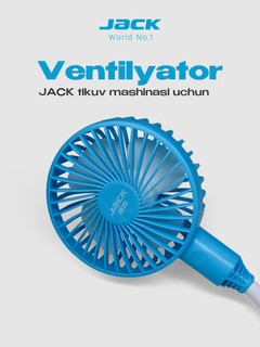 Magnitli ventilyator JACK — tikuv mashinasiga mos, egiluvchan oyoqli, 3 tezlikli
