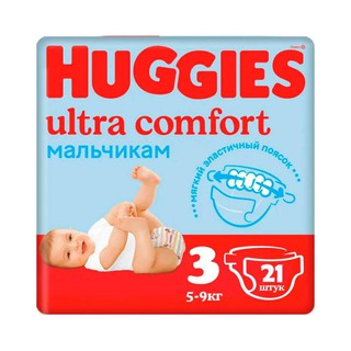 Подгузники Huggies Ultra Comfort для мальчиков размер 3 5-9 кг 21 шт