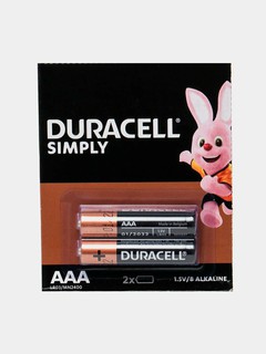 Батарейки Duracell Simply AAA, 1.5В, щелочные, 2 шт. в упаковке маленкий