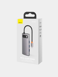 Хаб Baseus Metal Gleam Series 6-in-1 переходник адаптер Type-C HUB Docking Station Gray