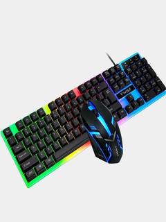 Игровой набор T-WOLF TF200 с RGB подсветкой: клавиатура и мышь, доступен в 3 цветах