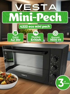 Мини-печь Vesta Eco SHAGREN 42л, верхний и нижний нагрев, черный цвет