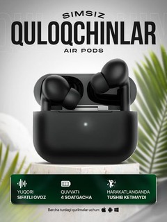 Simsiz quloqchinlar Pro 2, sensorli, iPhone va Android uchun naushnik