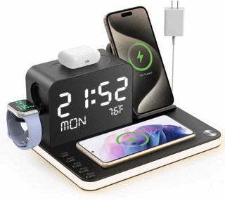 Беспроводная зарядка 38watt 7 в 1, для телефонов, smart watch, airpods, часы и cветильник