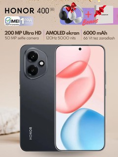 Smartfon Honor 400 5G,Bonusga Honor choice quloqchini va GIFT box, 200MP, 6000mAh 66 Vt ,120Hz