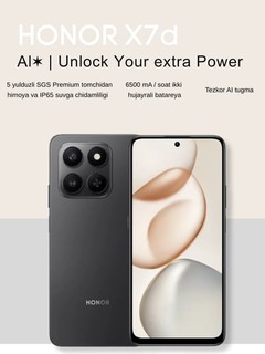 Smartfon , Mobiltelefon Honor x7d (Yangi)TFT LCD, 120Hz,Li-Po 6500 mAh 6/128 gb