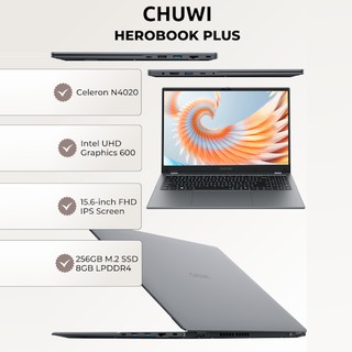 Ноутбук CHUWI HeroBook Plus / Intel Celeron N4020 / 8 GB / SSD 256 GB / 15.6", серый