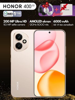 Smartfon Honor 400 5G,Bonusga Honor choice quloqchini va GIFT box, 200MP, 6000mAh 66 Vt ,120Hz