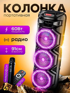 Колонка беспроводная, портативная, Sing-e караоке, с RGB подсветкой, Bluetooth