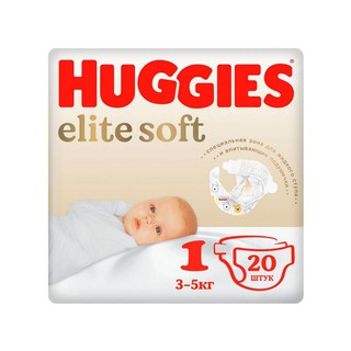 Подгузники Huggies Elite Soft размер 1 до 5 кг 20 шт