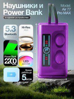 Air 77 pro Max simsiz quloqchinlari, Powerback va quloqchinlar