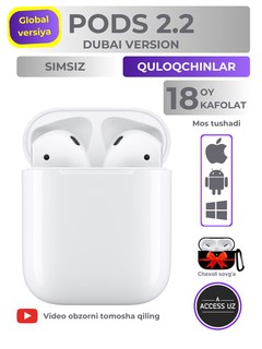 Simsiz quloqchinlar Pods 2.2, g'ilofi sovg'a