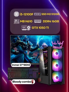 Готовый игровой компьютер Core i3 12100F, GTX1050TI, DDR4 16,512GB SSD, Immer монитор 27"180Hz