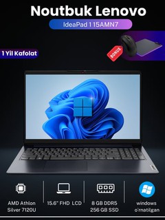 Noutbuk Lenovo IdeaPad 1 15AMN7,15.6"HD LCD,7120U, 8/256GB,1 yil kafolat