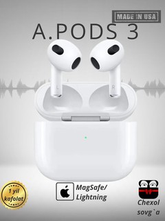 AirPods 3 беспроводные наушники, с Lightning кейсом, USB-C кабелем