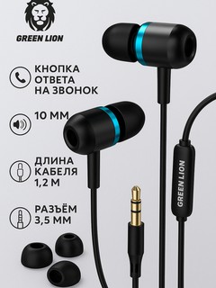 Simli quloqchinlar Green Lion Vibra S, vakuumli quloq yostiqchalari va mikrofon bilan