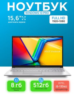 Noutbuk ASUS VIVO BOOK X1504V I5-1334U 8GB 512GB 15.6 FHD COOL SILVER