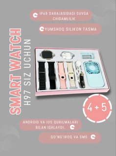 H95 to‘plami – zamonaviy aqlli soat + simsiz quloqchinlar + portativ mini-ventilyator