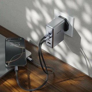 Green Lion GaN Premium 100W Зарядное устройство с 3 Type-C и 1 USB-A портом — Быстрая зарядка для ноутбуков, смартфонов и гаджетов с защитой