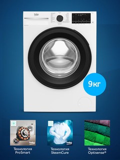 Стиральная машина Beko B3WFT5942W, инвертор, 9 кг A+++, 1400 об/мин, 15 программ, Steam