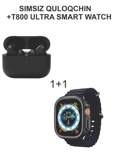 Беспроводные наушники + умные часы t800 ultra