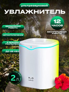 Yoritgichli havo namlagich, ultratovushli, uy va ofis uchun, 2 litr