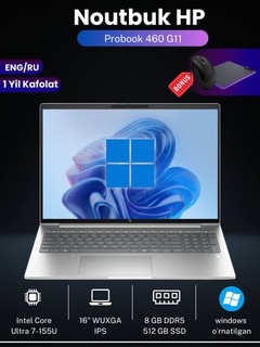Noutbuk HP Probook 460 G11, Intel Core Ultra 7-155U, DDR5 8 GB, SSD 512 GB, 16", WUXGA IPS