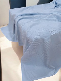 Плед Linens Textile Studio, 2-х спальный, голубой, хлопок, 220x240 см
