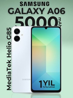 Smartfon Samsung Galaxy A06, 6+128GB, 6.7" katta displey, asosiy kamera 50 MP, Dual Sim