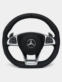 Автомобильный руль Mercedes 205 AMG Типтроник, серый, кожаный