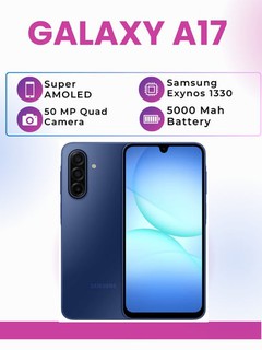 Samsung Galaxy A17, 6,7" Super AMOLED, Gorilla Glass Victus, Android 15, 5000 mA/s, 25 Vt