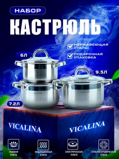 Набор кухонной посуды VICALINA, кастрюли 3 шт, для всех видов плит