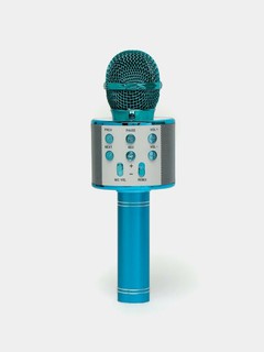 Микрофон, караоке для детей, беспроводной, Bluetooth- подключение, уникальный дизайн, синий