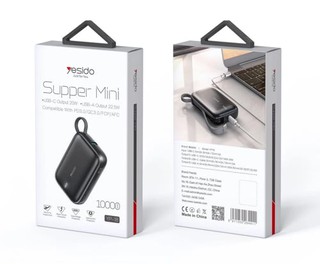 Портативный аккумулятор Yesido YP18 Super Mini Type-C, 10000 mAh, PD20W 22.5W, Черный
