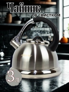 Чайник "ARSHIA", нержавеющая сталь, зеркальный, для газовой плиты, 3л