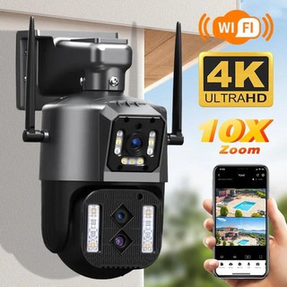 Новая IP-камера ЕС, 12 МП, 6K, Wi-Fi, уличная PTZ, три объектива, двойной экран, 10-кратный зум, автоматическое отслеживание человека, водонепроницаемая, 4K, защита видеонаблюдения