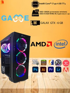 O'yin tizim bloki ZITECH Intel Core i i7-4,00 GHz gacha /16 GB DDR4 / GTX 6 Gb video karta
